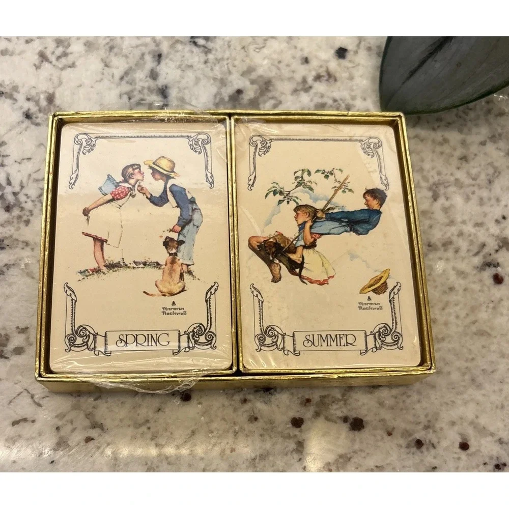 Vintage NOS Trump Brand Norman Rockwell Playing Cards Summer Swing Boy Girl USA
